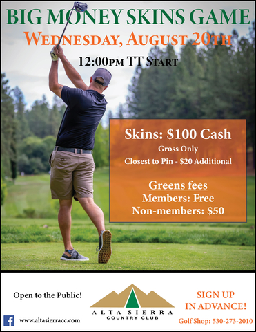 Big Money Skins Game August 20th FINAL