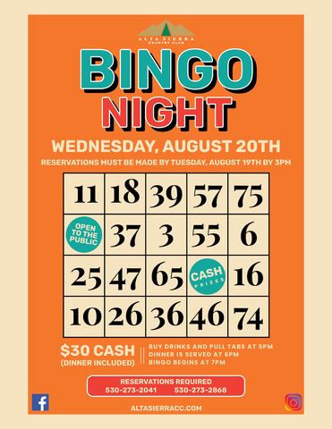 Bingo Night 8 20 25